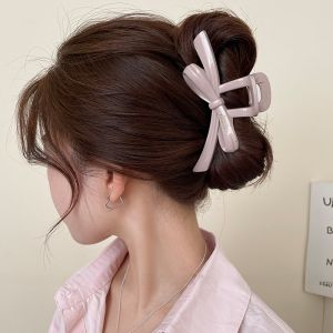 Korean Style Large Butterfly Knot Letter Hair Clip Pink 3D Hair Accessories for Back of Head Bun Shark Clamp Unique Hair Clip