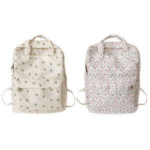 Ba lô nữ vải thiết kế hoa giản dị hoàn hảo cho đại học và sử dụng thường nhật bền nhẹ màu xanh hồng