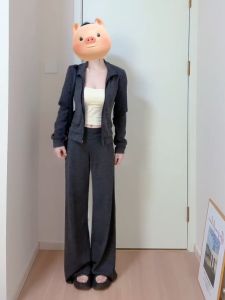 Quần Ống Rộng Màu Xám Dệt Kim Dài Thường Ngày Cho Nữ Cỡ Lớn Cạp Cao Quần Ống Rộng Thoải Mái Mùa Thu