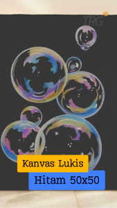 TRG Stretched Art Black Canvas Board 50x50 cm Watercolor Artist Acrylic Paint - Kanvas Hitam Media Lukis Cat Air Akrilik Minyak Poster Siap Melukis Ukuran 50 x 50 TRG