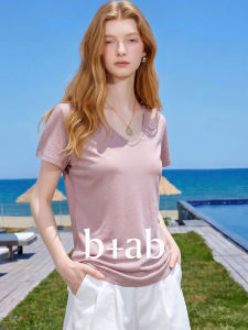 Light Mature Style Versatile V-Neck Loose Slimming Summer T-shirt