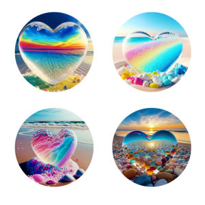 4 landscape printed coasters suitable for daily family party decoration office non-slip wooden coasters holiday gifts