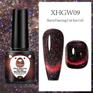 สเปรย์เจลแม่เหล็ก Groillim Single Color Starry Sky Effect พร้อมสเปรย์เจลแม่เหล็ก LED Cat Eye ดูดซับน้ำ - สีรุ้งสดใสและสีดำ