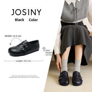 Josiny | Brogue Double Strap Loafers Flats