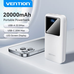 Vention 20000mAh Powerbank PD 22.5W Super Fast Charging Heavy Duty Power Bank for iPhone 16 15 14 Pro Max Xiaomi Samsung Huawei Redmi Note Original Brand Power Supply Type C 20K mAh LED Power Station