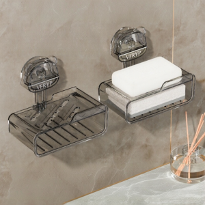 Wall-mounted Suction Cup Soap Dish with Water Drainage