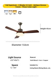 NSWR | Vintage French Style Retro Advanced Home Living Room Silent Inverter Ceiling Fan Light