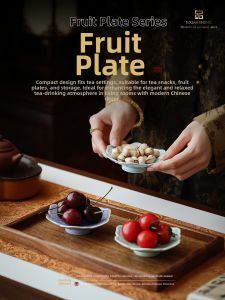JIXIANSHENG | Ceramic Chinese Style Serving Tray for Tea Snacks Fruits Nuts and Desserts