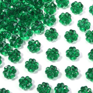 50-100 Chiếc Hạt Cườm Acrylic Hình Cỏ Bốn Lá 11mm Trong Suốt Lỗ Thẳng Dùng Làm Đồ Trang Sức Tự Làm Như Dây Điện Thoại Vòng Cổ Vòng Tay
