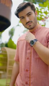 Nibras Habibi Baju Koko Pria Bahan Verossa Viscose Purple Terracotta Lengan Pendek Couple Pasangan