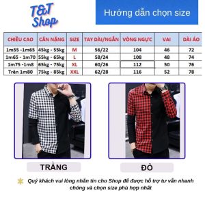 Áo sơ mi nam phối kẻ caro phong cách Hàn quốc cá tính mạnh mẽ H38
