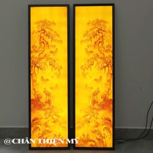 Đèn Hào Quang In Tranh Trúc Chỉ Bộ Đôi Trang Trí Bàn Thờ Gia Tiên Phòng Thờ Treo Tường TC-TD-36