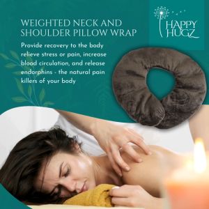 Happy Hugz Weighted Neck and Shoulder Pillow - Relaxing and Therapeutic Minky and Bamboo Fabric with Hypoallergenic Glass Beads Neck Massager