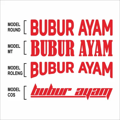 stiker BUBUR AYAM MERAH gerobak dorong kaca cutting skotlet lesnar etalase