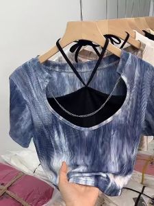 Newlan ZZ068: Set Atasan Wanita Off-Shoulder & T-shirt Tie-Dye