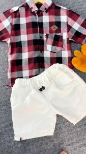 SETELAN ANAK BAJU KEMEJA FLANEL DAN CELANA JEANS PENDEK USIA 1-12 TAHUN