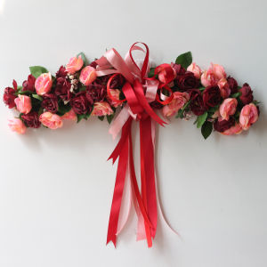 Artificial Flower Garland Door Ornament Door Hanging Lintel Flower Rose Wedding and Wedding Room Wedding Ceremony Layout Wedding Celebration Decoration Heart Garland