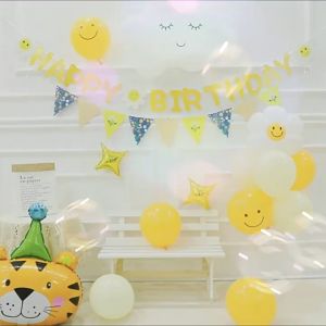 พร๊อพงานวันเกิด ลูกโป่งตกแต่งงานวันเกิด - ฟอยล์ลูกโป่ง HAPPY BIRTHDAY, สูง 40 ซม. ชุดครบ รวมฟอยล์ข้อความ, ฟอยล์ตัวตกแต่ง, และลูกโป่ง ง่ายในการเป่าลูกโป่ง