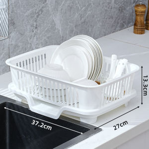 Kitchen Storage Rack Dish Drainer Cover Bowl Plate Storage Box Home Use Plastic Drainage Dishware Organizer Square Double Layer