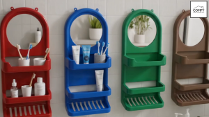 Bathroom Mirror Organizer Rack Wall Hanging 3-Layer Storage Shelf Soap Holder Toilet Mirror