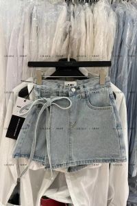 High Waist Butterfly Knot Tie Denim Mini Skirt Womens Casual A-Line Skirt Short Skirt Dongda Gate Summer New Style