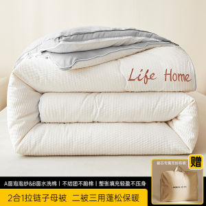 Thickened Two-In-One Zipper Style Four-Season Quilt Spring Autumn Cotton Core Winter Thick Warm Mother-Child Quilt