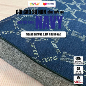 Gối Cao Su Non Công Thái Học Zenmay Xanh Navy 40x60cm – Êm Ái Giảm Đau Cổ Vai Gáy Thoáng Khí Họa Tiết Thanh Lịch Cao Cấp