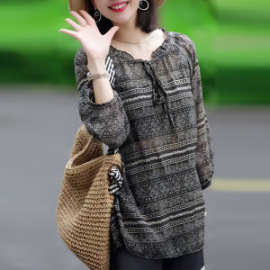 UYFY | Printed Bell Sleeve Loose Slimming Shirt Large Size