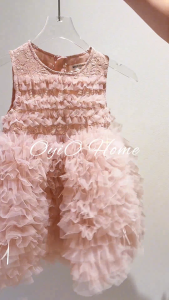 Girls Pink White Princess Dress Sleeveless Ruffle Tulle Tutu Dress Kids Birthday Party Dress Flower Girl Wedding Performance Costume