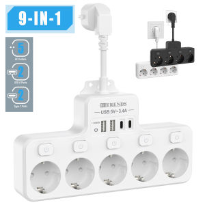 4/5AC EU Outlets multi-contact Power Strip USB smart Fast Charge with individual Switch Electrical Socket Wall Plug for home