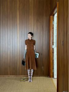 New Chinese Style Elegant Lady High-End Hepburn Style Velvet Qipao Dress Womens Long Skirt Commute Other Material Summer Dress