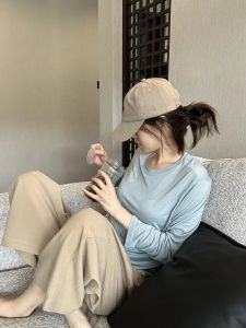 Yvonne Casual Long Sleeve round Neck T-Shirt Women Loose Ice Silk Sun Protection Clothing Cover up Spring Season Ladies Top