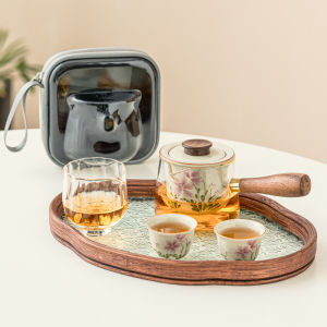 SHUANGYU | Portable Travel Tea Set with Side Handle Teapot Tea Tray and Cups