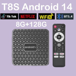 Android14 Smart TV Box T8S Bluetooth 5.4 Dual WiFi Google Voice Media Player RK3518 Netflix YouTube Streaming Media Set Top Box