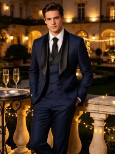 Mens 3 Piece Wide Notch Lapel Tuxedo Suit Set Blazer Vest Pants Slim Fit Formal Wedding Groom 2026