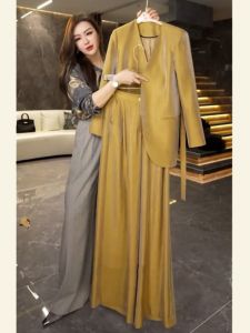 SHANGSHA | Stylish High-End K-Drama -style Golden Suit Set