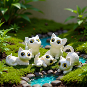 5Pcs Mini Kitten Ornaments Cute Resin Cat Desktop Garden Miniature Decoration Accessories Girlfriend Gift Home Decoration Crafts