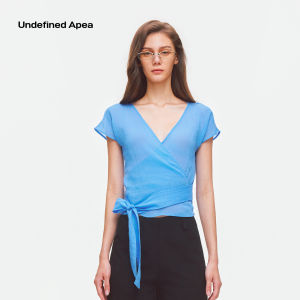Apea | Wrap Loose V-Neck Cross Tied Waist Top