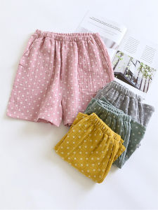 Quần Ngủ Vải Cotton Nguyên Chất Mùa Hè Cho Nữ Quần Short Cotton Mỏng Rộng Rãi Hai Lớp Quần Đi Biển Quần Dài Đến Giữa Bắp Chân