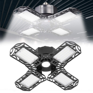 ไฟโรงรถ LED ที่เปลี่ยนรูปได้พร้อมแผงปรับได้หลอดไฟ LED โคมไฟกลางคืนสําหรับคลังสินค้าการประชุมเชิงปฏิบัติการร้าน E26/E27 โคมไฟเพดาน