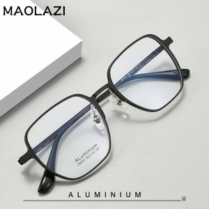 MAOLAZI New Fashion Ultra Light Eyewear Retro Titanium Square Eyeglasses Luxury Prescription Glasses Frame For Men Women 28552LM