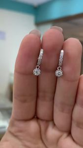 Pretty Beauty Moissanite16mm Huggie Hoop Earrings with Dangle Drop for Women S925 Sterling Silver Hypoallergenic Jewelry Gift
