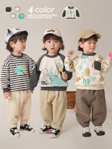 Casual round Neck Sweatshirt Spring Autumn New Style for Boys And Girls Childrens Outerwear Trendy Baby Clothes Polyester Cotton Spandex