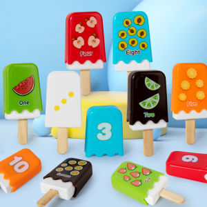 Colorful Wooden Ice Cream Matching Game for Children Educational Toys Nursery Montessori Color Recognition Pairing Dolls
