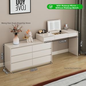 HAOXUANGE | Solid Wood Multi-functional Dressing Table with Flip Mirror
