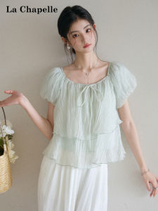 La Chapelle | Ruffle Square Neck Short Sleeve Blouse