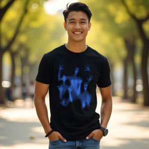 Danshopp.Bdg Baju Kaos Distro American Retro Style Motif Hantu Biru