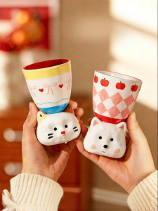 MODERN SWEETHOME | Cute Underglaze Ceramic High-Stem Cup
