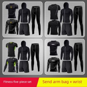 Mens Running Set Autumn Winter Morning Run Tight Fit Sports Clothing Quick Dry High Elasticity Basketball Training Fitness Wear