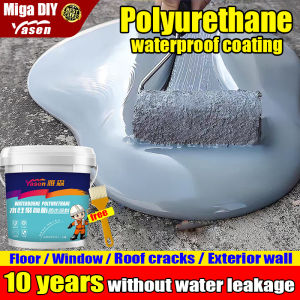 FREE Brush 👍 YASEN Super Waterproof Sealant Coating 1 Gallon For Roof Floor Bathroom Toilet Swimming Pool Leakage Repair On Wall Tile Cement Plywood Flexible Durable Coating Waterproof Sealant Glue Polyurethane Waterproof Glue